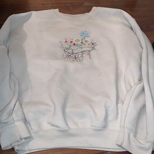 beige custom embroidered crewneck